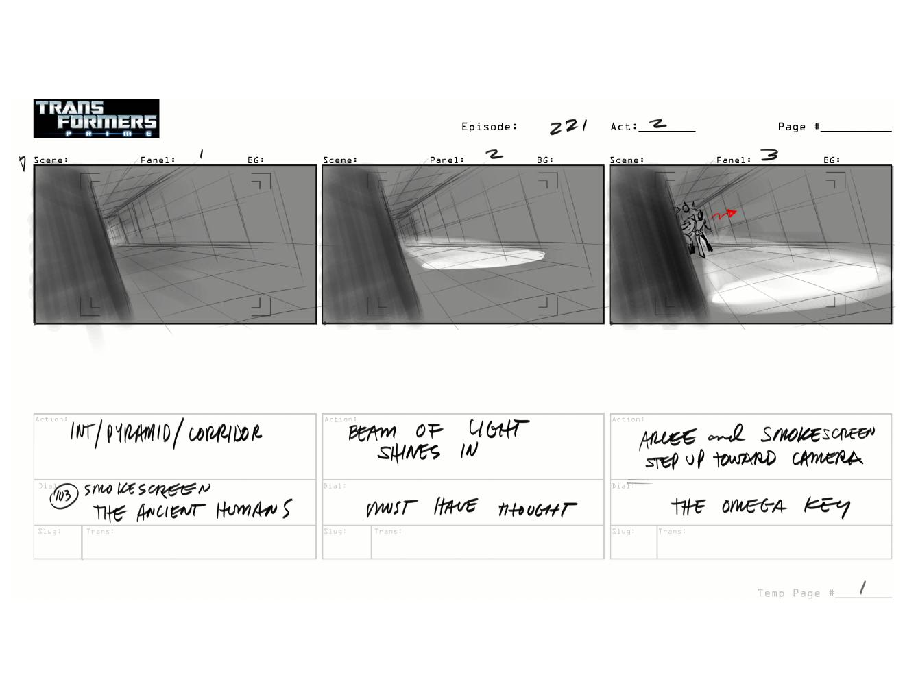 Transformers Prime storyboard